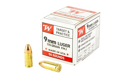 Winchester USA White Box 9mm Luger 115gr FMJ 50-round box