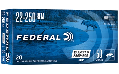Federal .22-250 Remington 50gr JHP Brass – 20rd