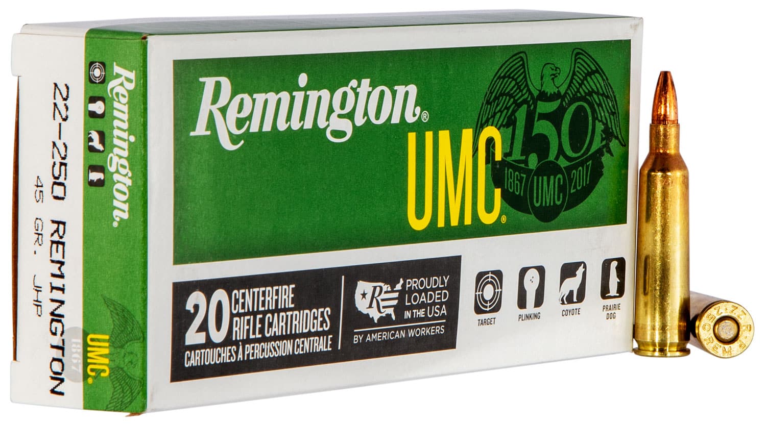 Remington .22-250 Remington 45gr JHP Brass – 20rd