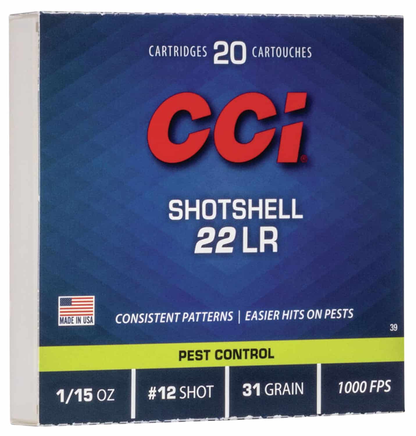 CCI 22 LR Shotshell 31 gr #12 Shot 20 Round Box product image