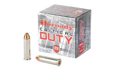 Hornady Critical Duty .357 Magnum FlexLock ammunition box with nickel-plated cases