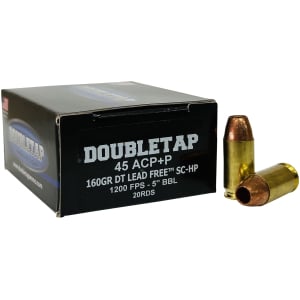 Box of DoubleTap 45A160XM .45 ACP 160gr Lead Free Hollow Point ammunition