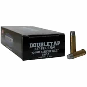 Box of Double Tap .327 Federal Magnum 120gr Hardcast Solid WFNGC handgun ammunition, 20 rounds
