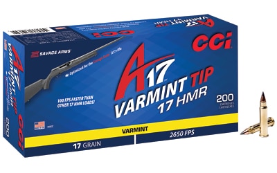 CCI A17 Varmint Tip 17 HMR 17 gr ammunition box, 200 rounds