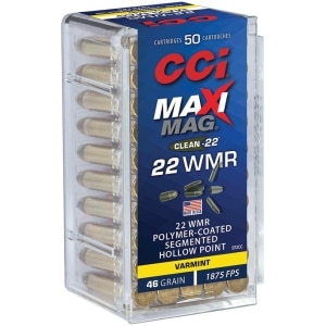 CCI Maxi-Mag .22 WMR 50ct Segmented Hollow Point ammunition box
