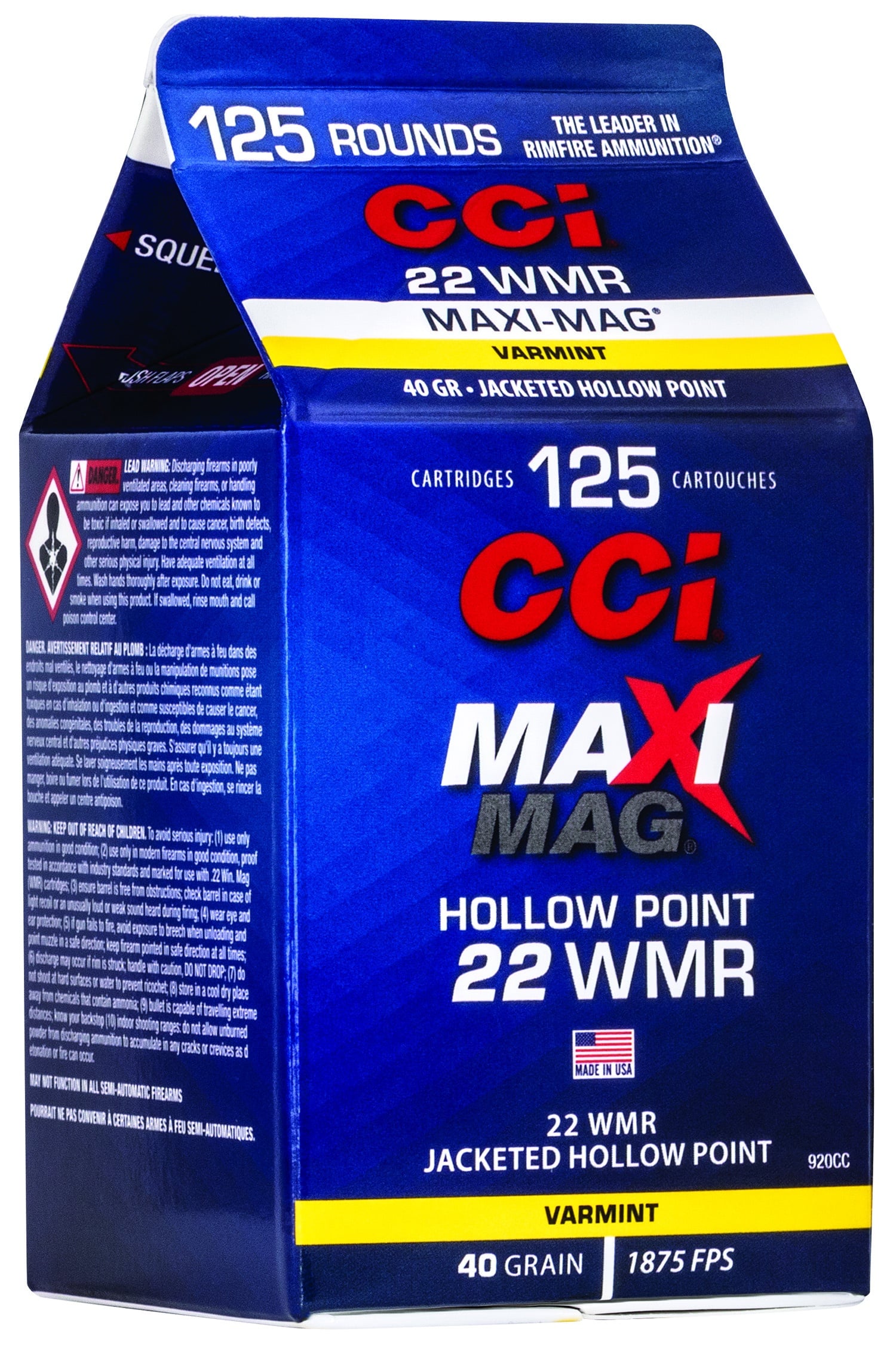 Cci .22 WMR 40gr JHP Brass – 125rd