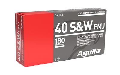 Aguila .40 S&W 180 gr FMJ 50rd box brass-cased handgun ammunition