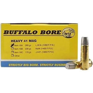 Buffalo Bore 16A20 .41 Remington Magnum 265 gr Hard Cast Lead ammunition box