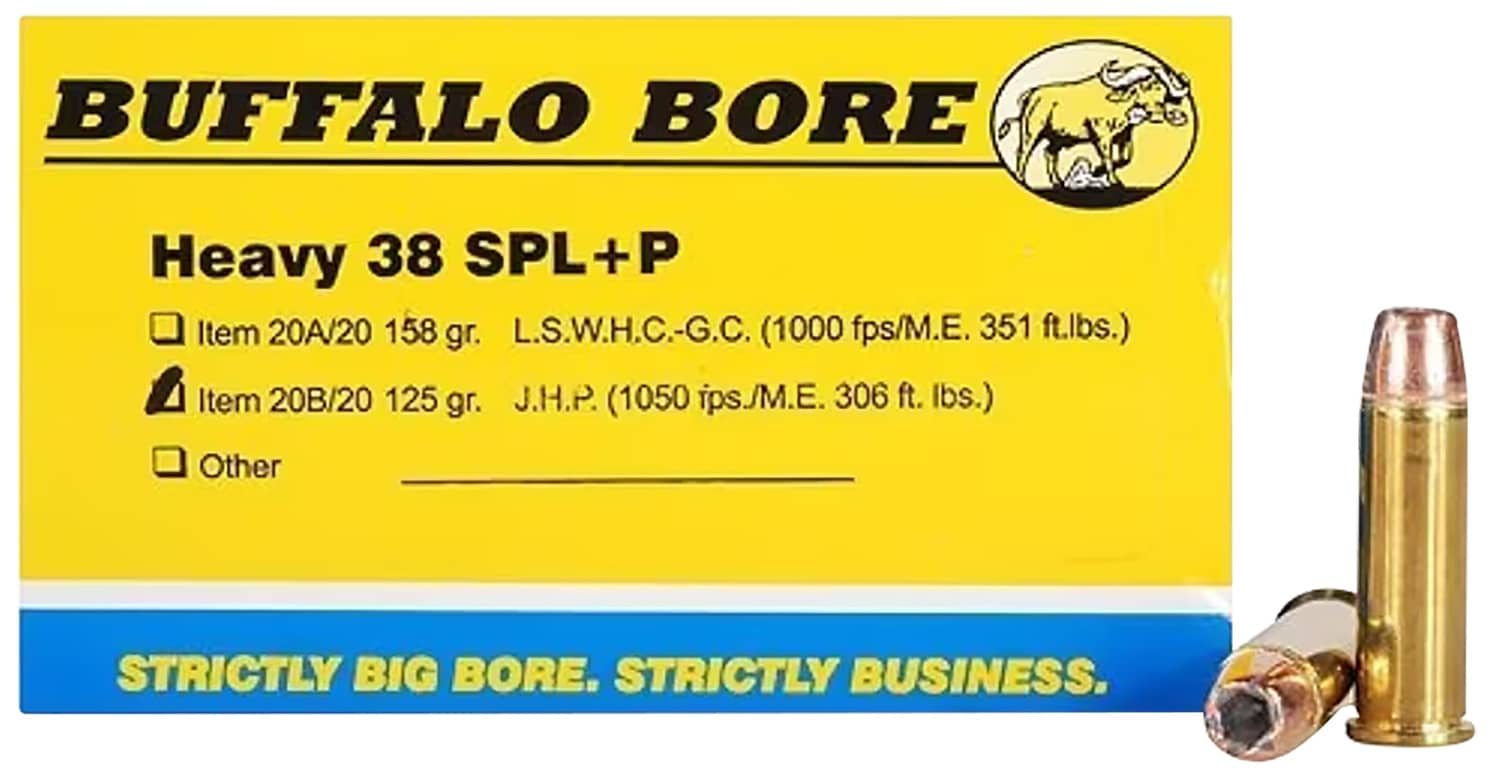 Buffalo-Bore .38 Special 125gr JHP Brass – 20rd