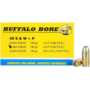 Buffalo Bore Heavy Strictly Business .40 S&W +P 180gr JHP 20 per box