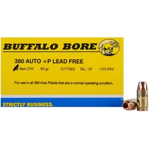 Buffalo Bore Barnes TAC-XP 80 gr .380 ACP +P ammunition box
