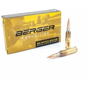 Box of Berger 6mm Creedmoor 105gr Hybrid Target Match Grade Ammunition, 20 rounds