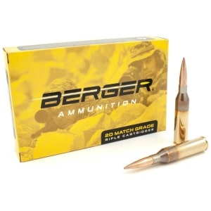 Box of Berger Match Grade .300 Norma Magnum 230gr Hybrid OTM rifle ammunition, 20 rounds