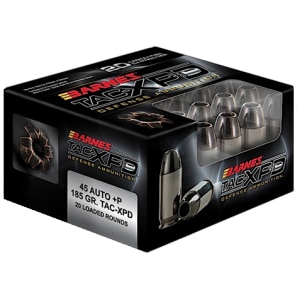 Barnes TAC-XPD 185 gr .45 ACP +P defense handgun ammunition 20-round box