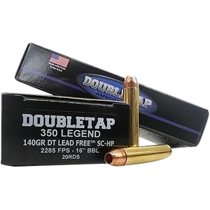 Box of Double Tap .350 Legend 140gr lead-free SC-HP rifle ammunition