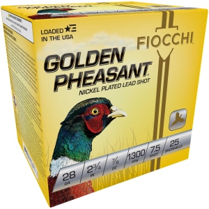 Fiocchi Golden Pheasant 28ga 2.75in 7/8oz #7.5 shot - 25 rounds per box