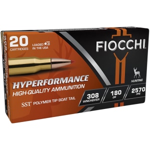 Fiocchi Hyperformance Hunt .308 Win 180 gr SST 20rd box, brass-cased hunting ammunition
