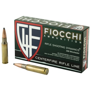 Fiocchi .308 Winchester 165gr InterLock Jacketed Soft Point ammunition - box of 20