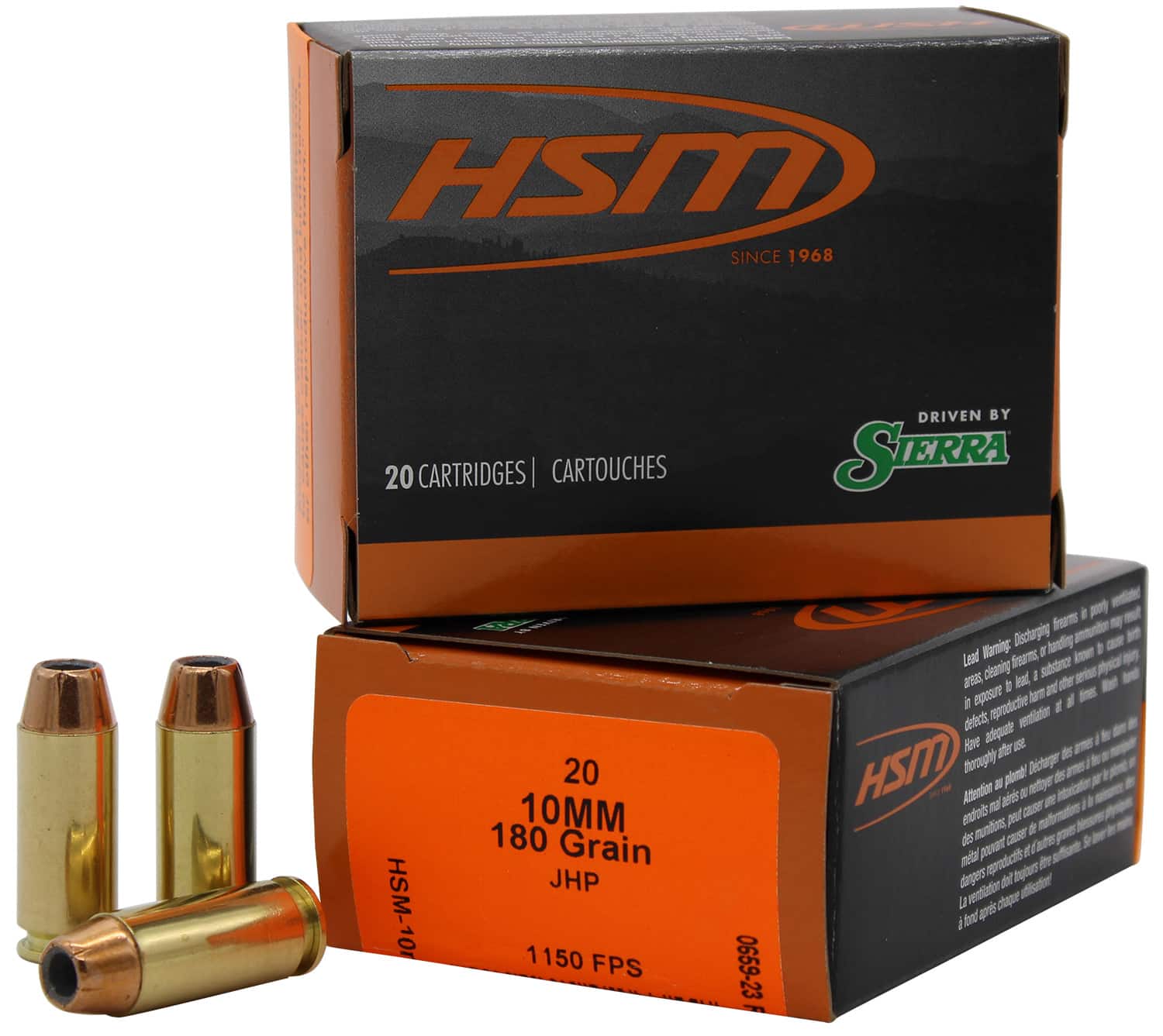 HSM 10mm Auto 180gr JHP Brass – 20rd