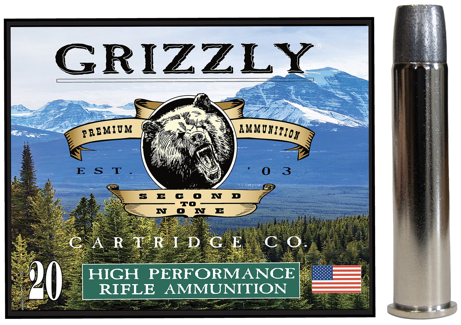 Grizzly Ammo 45-70 Government 460 gr Wide Long Nose Gas Check ammunition box