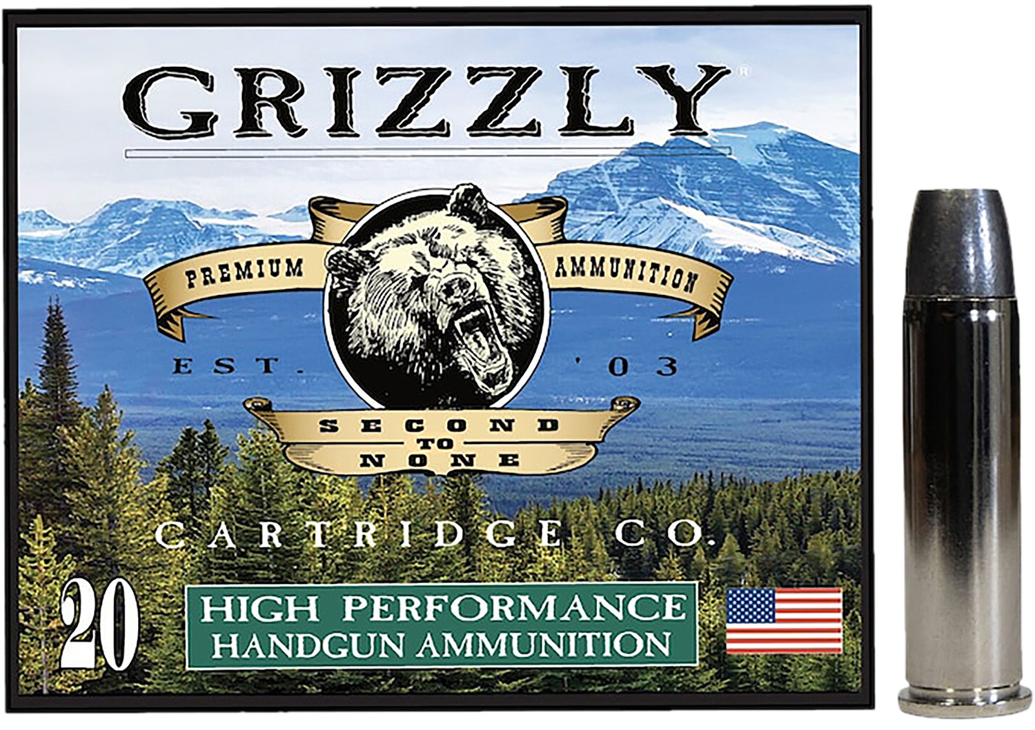 Grizzly Ammo .357 Magnum 200 gr Wide Long Nose Gas Check ammunition box