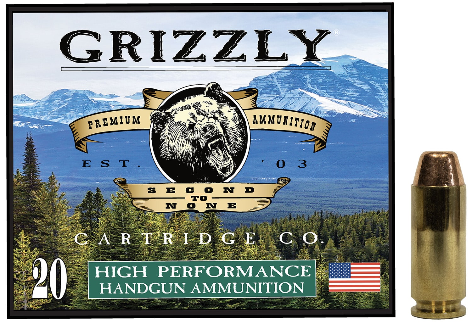 Grizzly Ammo GC10CM2 10mm 200gr FMJFP ammunition 20-round box
