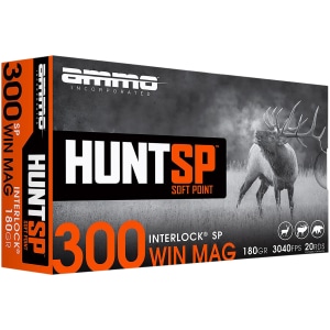 Ammo Inc .300 Winchester Magnum 180gr InterLock Soft Point ammunition box 20rd