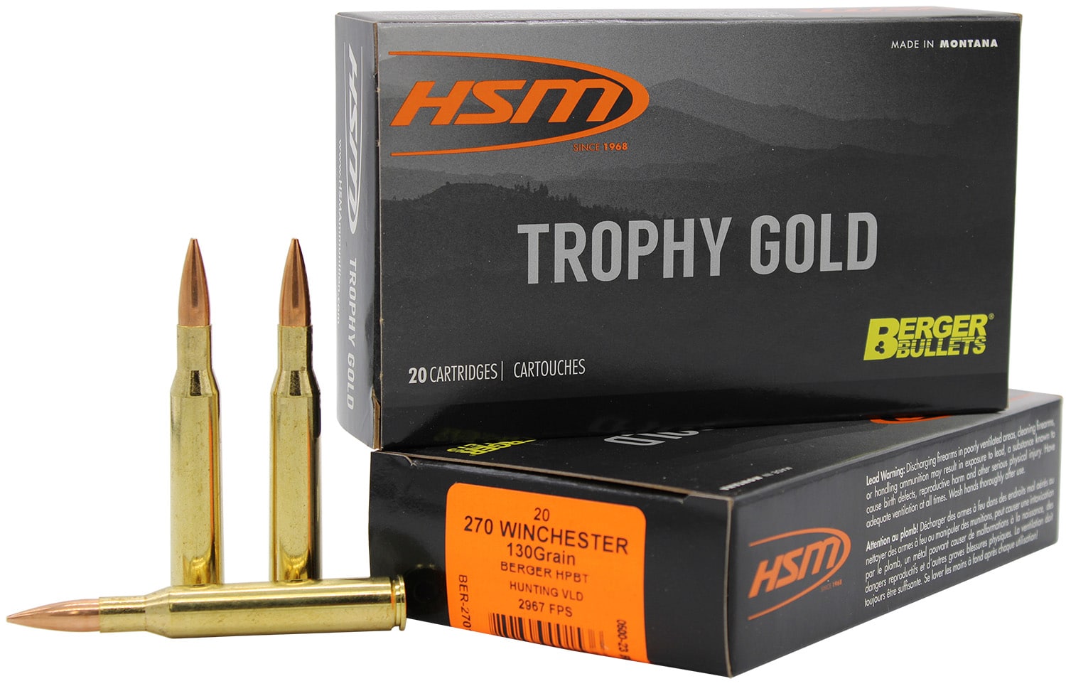 HSM .270 Winchester 130gr BTHP Brass – 20rd