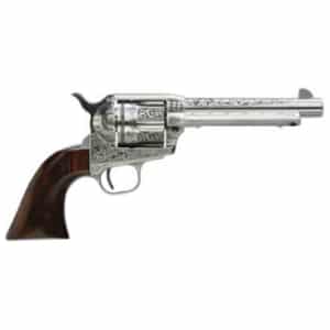 Taylors & Company 1873 Cattleman .45 Long Colt revolver, 5.50 inch barrel, white photo engraved finish, walnut grip