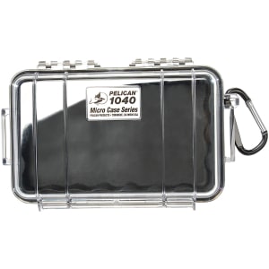Pelican 1040 Micro Case black with clear lid, polycarbonate, 7.5 in, includes carabiner