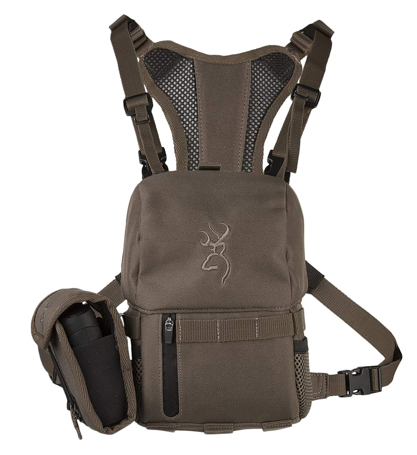 Browning Speed Bino Hub Major brown binocular harness with rangefinder case and padded interior