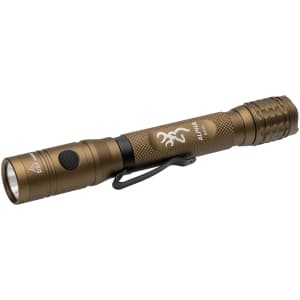 Browning Alpha 2AA flashlight in burnt bronze with white and green filters