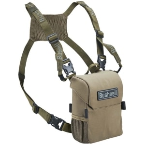 Bushnell Vault binocular pack and harness with forward-opening magnetic lid and internal pockets