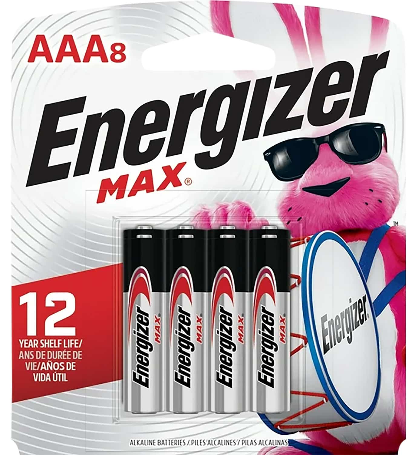 Energizer Max AAA alkaline batteries 8-pack black and silver packaging