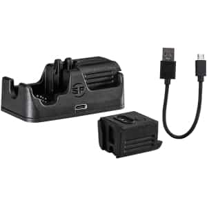 SureFire CH21 dual-bay charger cradle with B12 battery kit in black