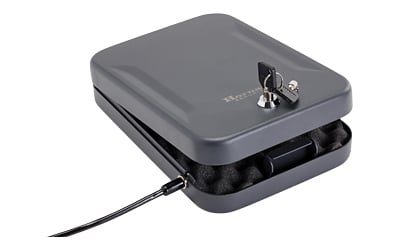 Hornady Lock Box XL keyed handgun safe with foam interior and security cable