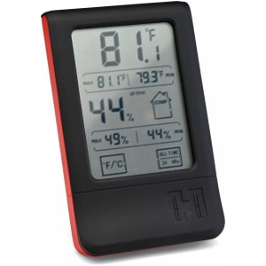 Hornady Digital Hygrometer 95909 showing large touchscreen display and mount