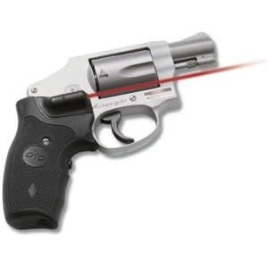 Crimson Trace LG-305 Lasergrips for S&W J-Frame Round Butt, black rubber overmold, red laser 633nm 5mW