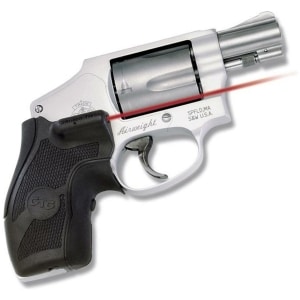 Crimson Trace Lasergrip for S&W J-Frame round butt, black rubber grip with red laser