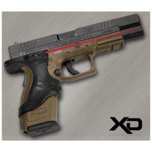 Crimson Trace Lasergrips red laser on black polymer Springfield XD grip