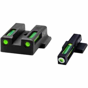 HiViz 9EZN321 LiteWave H3 Sight Set for S&W 9EZ Green Tritium White Outline Front Sight-Green Fiber Optic Rear Sight