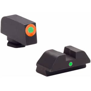 AmeriGlo GL205 i-Dot Sight Set for Glock Green Tritium Orange Outline Front Sight-Green Tritium Rear Sight