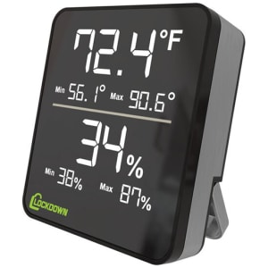 Lockdown digital wireless hygrometer with illuminated display, magnetic mount