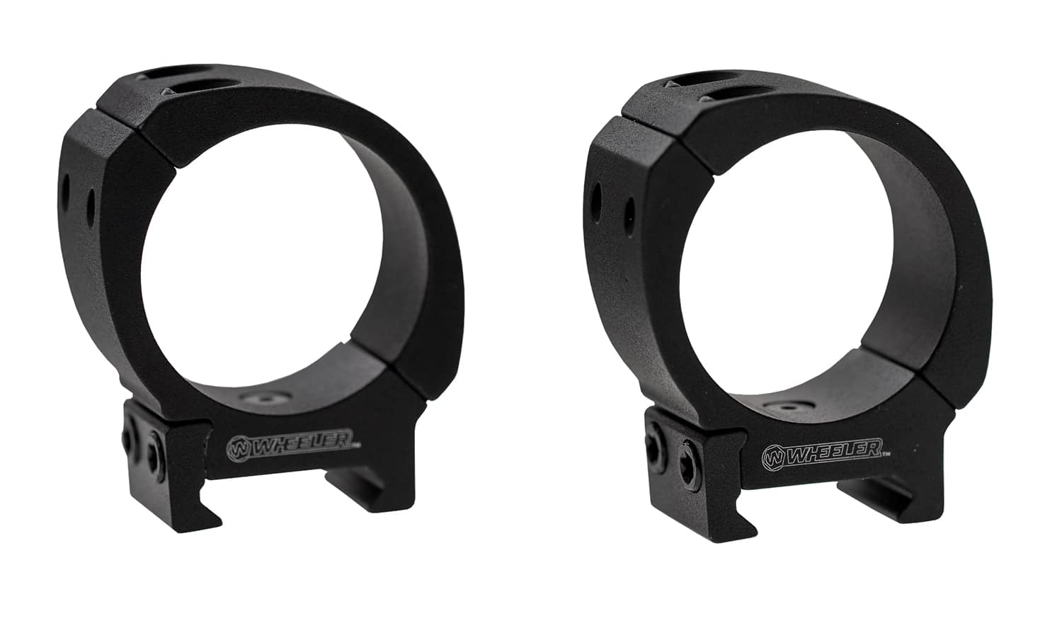 Wheeler Sporter 34mm Medium Bi-Weaver Scope Rings in black, 6061 aluminum
