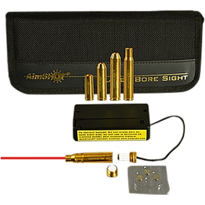 Aimshot MBSKIT3 modular rifle boresighter kit with BS223 laser and AR243 and AR3006 arbors in zipper pouch