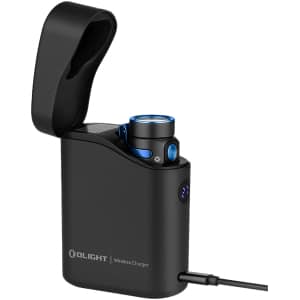 Olight Baton 4 Premium Edition black rechargeable flashlight with charging case, 1300 lumens