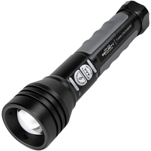 Police Security Twin Power Flashlight in black with USB-C charging and twist-focus head