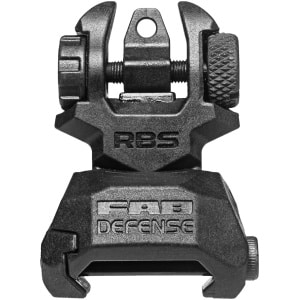 FAB Defense FXRBS Rear Back-Up Sight for AR-15/ M16/ M4 Dual Aperture Low Folded Profile Spring-Locked Deployment Black Polymer & Metal