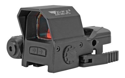 BSA Optics RS-3324RL reflex sight 33x24 with red laser mounted on a Picatinny/Weaver rail