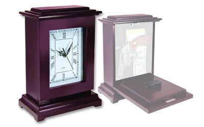 PS Products Peace Keeper tall rectangular concealment clock in mahogany finish